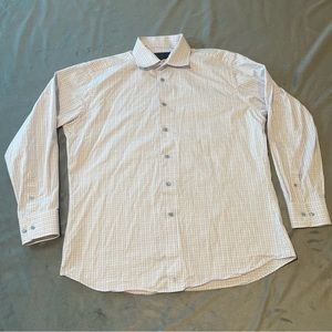 David Donahue Dress Shirt Men’s 17 34/35 Checkered Button Up Office Casual